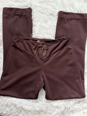 Joe Benbasset Y2K Lace-Up Brown Stretch Pants